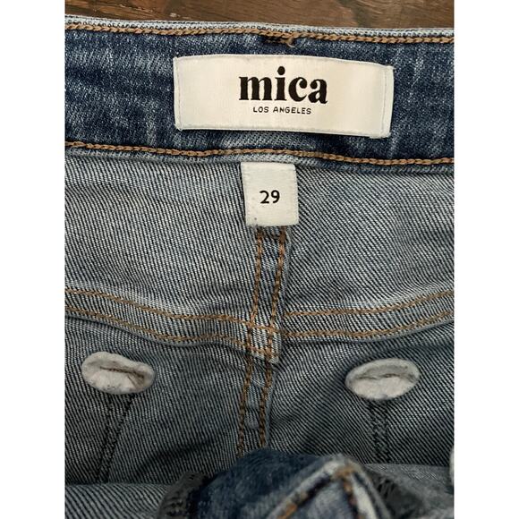 Mica Los Angeles Straight Leg Jeans Size 29 Medium Wash Raw Hem Denim - Picture 4 of 7